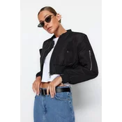 Trendyol Black prevelik vodoodporen plašč jakne Crop Bomber
