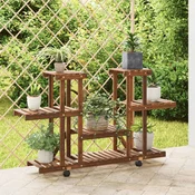 Stalak za cvijece s kotacima 110x25x78 cm od masivne jelovine