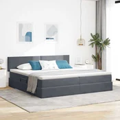 Krevet s od storage s madracem Tamno siva 200 x 200 cm Baršun