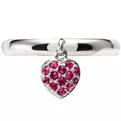 Amore baci srce srebrni prsten sa rozim swarovski kristalom 57 mm ( rg003.16 )