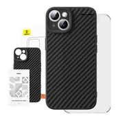 Maska Baseus maska od sintetickog vlakna za iPhone 15 Plus + kaljeno staklo
