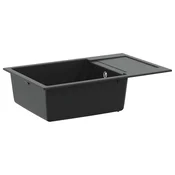 vidaXL Umivalnica Črna 780 x 500 mm 80% Kvarc in 20% Smola
