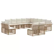 Set vanjskih sofa 13 pcs Prirodna i krema bijela Poliester