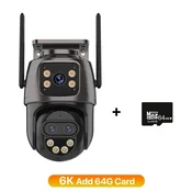 KJB Zunanja Wi-Fi kamera PTZ 9 MP 6K s tremi objektivi in dvojnim prikazom 9 MP 6K, 64 GB, vtič EU