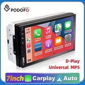 Podofo 2 Din Car Stereo Radio Carplay Car Radio 7” Bluetooth Radio TF USB Mirror Link For Android Iphone Universal MP5 Player