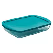 Rectangular casserole dish with lid, heat-resistant glass, 40 x 27 cm