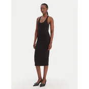 Armani Exchange za ženske. XW000820AF13729UC001 Črna midi obleka (L), Priložnostno, Viskoza, Brez rokavov / naramnice