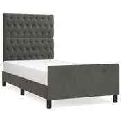Vidaxl Posteljni okvir brez vzmetnice temno siv 90x190 cm žamet