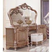 Casa Padrino luxury baroque bedroom set copper/silver - 1 Baroque Make Up Dresser & 1 Baroque Mirror & 1 Baroque Stool - Luxury bedroom furniture in baroque style - Noble & Magnificent
