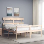 Greatstore Posteljni okvir z vzglavjem 160x200 cm trden les