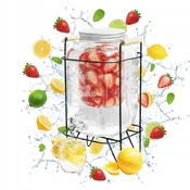 shumee 5-litrski stekleni kozarec s pipo za limonado, sok, vodo, dozator vode na stojalu
