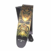 PAS ZA KITARO PLANET WAVES Alchemy Leather Guitar Strap, Green Skull