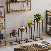 Aberto Design Set dekorativnih saksija GED-018-A, 17x30 cm, Crno-zlatna