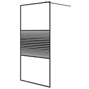 Vidaxl Pregrada za tuš črna 100x195 cm prozorno ESG steklo