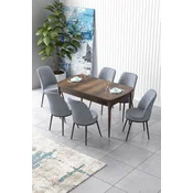 Hanah Home Set Trpezarijski sto i 6 stolica Zen, Sivo-braon