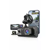 Farrot FARROT 3-kanalna avtomobilska kamera WiFi Full HD – spredaj + zadaj + notranjost, nočni način, G-senzor, parkirni nadzor