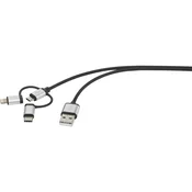 Renkforce Renkforce 3-in-1 Micro-USB/Lightning/USB-C™ napajalni & sync kabel 3 m