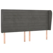 Vidaxl Vzglavje z ušesi temno sivo 203x23x118/128 cm žamet