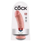 shumee Realističen dildo s priseskom King Cock 8 palcev, kožne barve