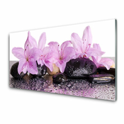 tulup.si Slika na steklu Vodne lilije cvetje rosa 140x70 cm 2 obešalnika