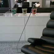 Top Light Premična talna svetilka PUK FLOOR, krom - Dnevna soba/jedilnica - Dizajn - prozorno, belo matirano - Kovina