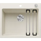 Blanco pomivalno korito ETAGON 6 InFino SILGRANIT dodatki nosilci iz nerjavečega jekla, s podaljškom. prim. - NEŽNA BELA