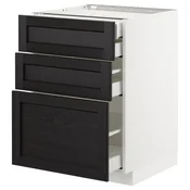 METOD / MAXIMERA Pod.elem.3front/2dnj/1srd/1vis.fiok, bela/Lerhyttan crno bajcovano, 60x60 cm