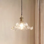 Lindby obesna svetilka Ludowika, prosojna, steklo, O25cm, E27 - Dnevna soba/jedilnica - Antični - prozoren, medeninast, črn