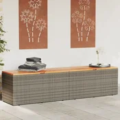 vidaXL Vrtna škatla za shranjevanje siva 220x50x54 cm PE ratan akacija