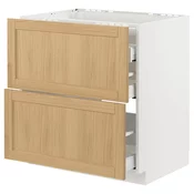 METOD / MAXIMERA Pod.elem.grej.ploca/2front/3fiok, bela/Forsbacka hrastovina, 80x60 cm