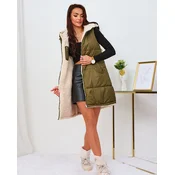Resti Green and cream long double-sided womens vest