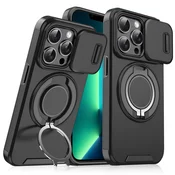 Maska za mobilni telefon iPhone 13 Pro Max CAMSHIELD RING STAND, Crna