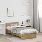 Vidaxl Posteljni okvir z vzglavjem Artisan hrast 80 x 200 cm