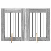Vidaxl Vrata za pse z stojali 2 szt. Siva Sonoma 60 x 80 cm