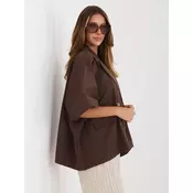 Rjav oversized plašč s širokimi rokavi