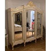 Casa Padrino baroque bedroom cabinet with 3 mirrored doors cream/gold - Mirrored solid wood wardrobe - Bedroom furniture in baroque style - Baroque furniture - Noble & Magnificent