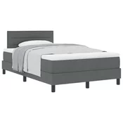Postelja z vzmetnico z vzglavjem Temno siva 120 x 190 cm blago