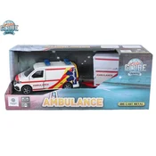 Kids Globe Traffic VW Transporter ambulanca 27,5cm kov vzvratna vožnja s prikolico