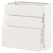 METOD / MAXIMERA Podni ormaric s 3 fioke, bela/Veddinge bela, 80x37 cm