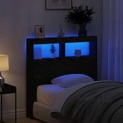 Omarica za vzglavje postelje LED črna hrast 100x17x102 cm