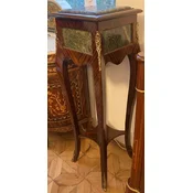 Casa Padrino baroque column brown/green/gold - Handmade antique style solid wood side table with marble top - Living room furniture baroque style - Antique style furniture - Baroque furniture