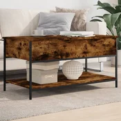 Greatstore Klubska mizica dimljeni hrast 100x50x50 cm inž. les in kovina