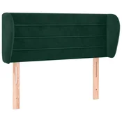 Vidaxl Vzglavje z ušesi temno zeleno 93x23x78/88 cm žamet