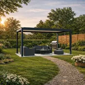 Bioklimatska pergola Ancora — Električni/3 x 5 m/Antracit-bela/Samostoječa