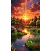 Norimpex - Puzzle Diamantova slika: Sončni zahod nad gozdom 30x40cm - 1 - 39 kosov