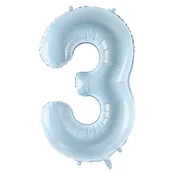 PartyDeco balon folija številka 3, 72cm, svetlo modra