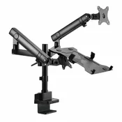 MA-DA3-02 Gembird Podesivi stoni drzac za monitor tilt, 17-32 max.2x8kg +nosac za laptop,full-motion