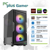 PCPLUS Gamer Ryzen 7 5700X 16GB 1TB NVMe SSD GeForce RTX 4060 8GB RGB igraće stolno računalo