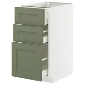 METOD / MAXIMERA Podni element s 3 fioke, bela/Axstad sivozelena, 40x60 cm