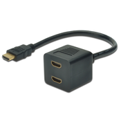 HDMI Y-splitter kabel, type A -2xtype A M/F, 0.2m, passiv, Full HD, gold, bl